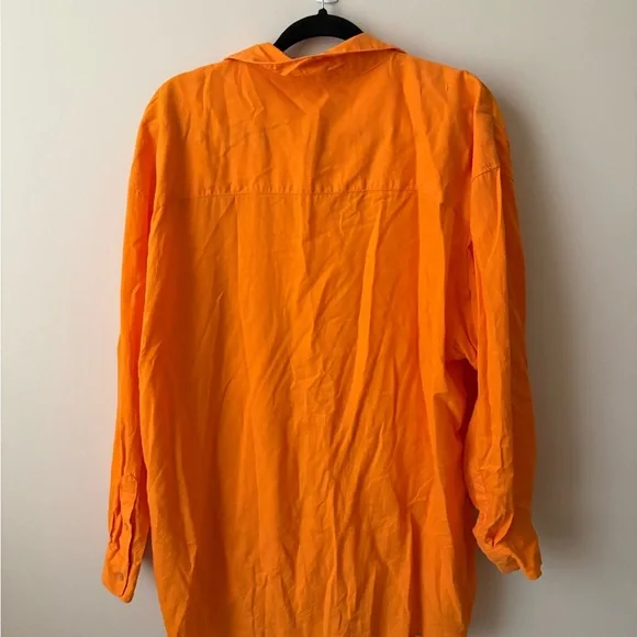 Aritzia Orange Essential Linen Oversized Shirt - Picture 3 of 4